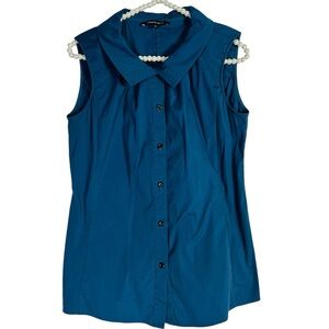 LAFAYETTE 148 | sleeveless blue women’s button-down blouse top size 2